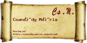 Csanády Mária névjegykártya